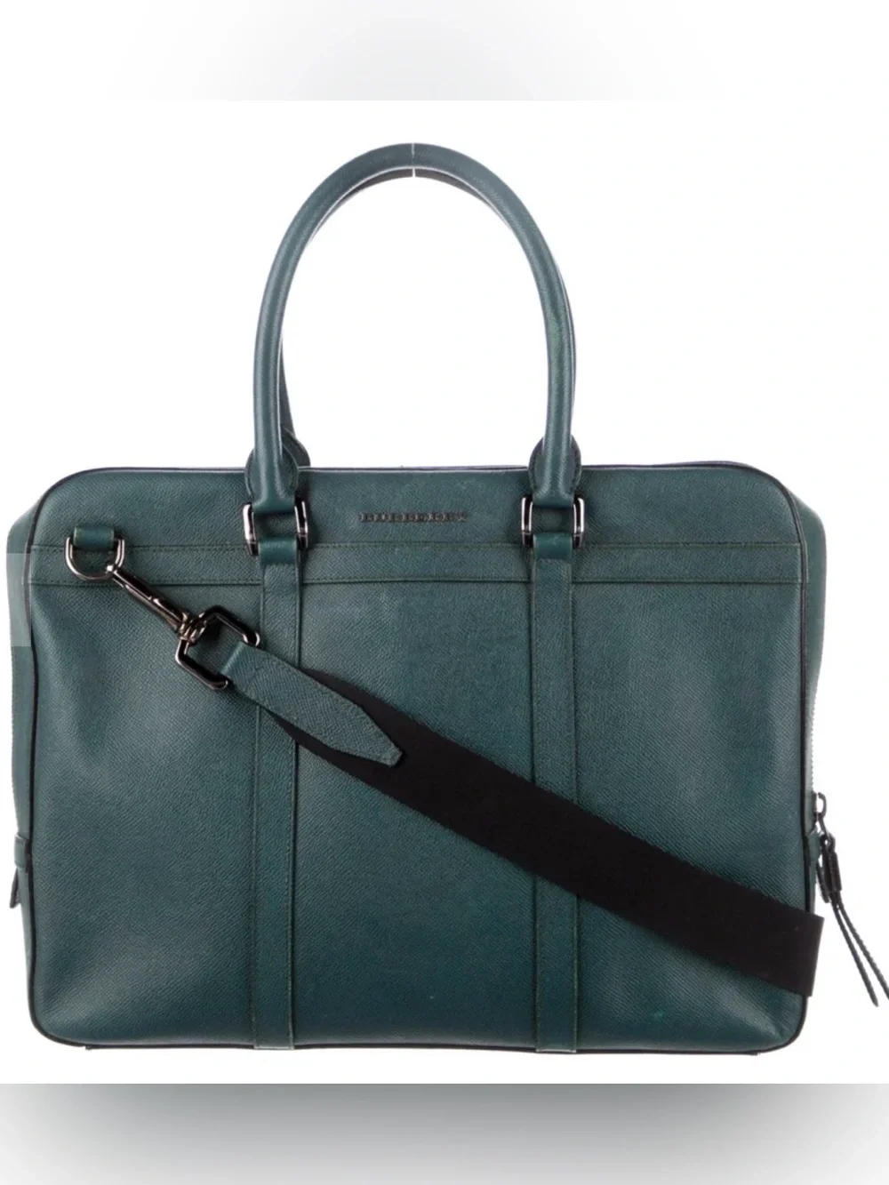 Burberry Newburg Green Leather Briefcase/Slim Professional Bag